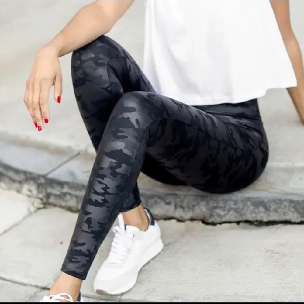 Spanx Faux Leather Camo Leggings